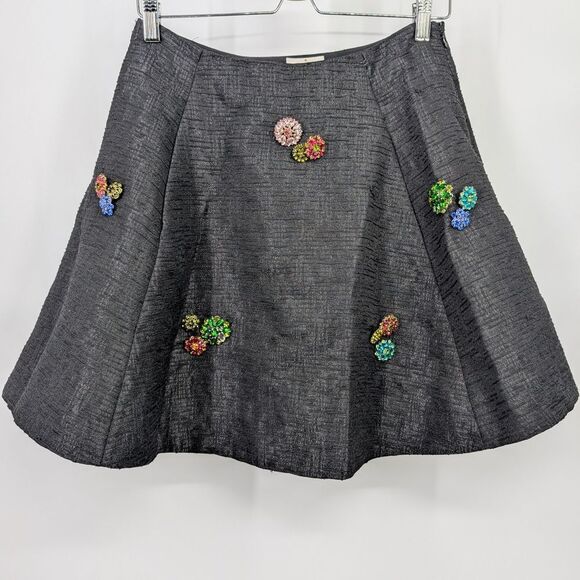 Kate Spade Gray Mini Skater Skirt with Embellishments - Picture 1 of 4
